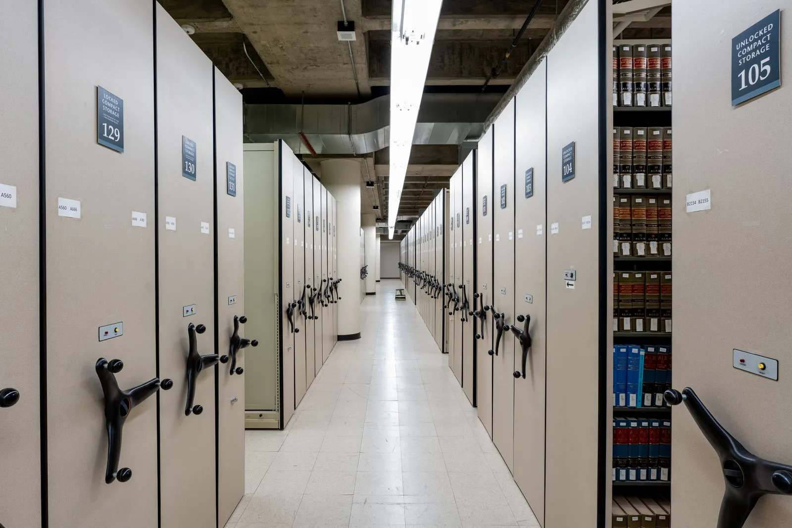 Law library with organised shelves